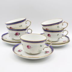 514)【美品/5客セット】リチャードジノリ プリンセスローズ ローズ カップ&ソーサー 金彩 Richard Ginori