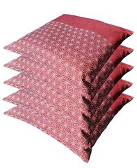 【即納】座布団カバー 59 63 5枚 セット 八端判 Aしじら麻 レッド 59x63 日本製 綿 100% しっかり 生地 5枚組