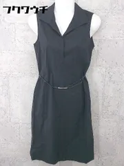 ◇ ◎ STRAWBERRY-FIELDS ウエストベルト ノースリーブ 膝丈 ワンピース ブラック レディース 【中古】 【1002800490103】