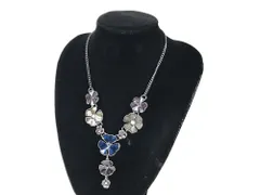 コムサデモード　COMME CA DU MODE　ラインストーン　フラワー/花　ネックレス　艶消しシルバーカラー×マルチカラー　送料無料