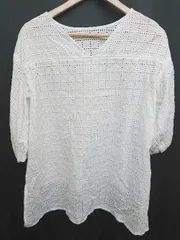 ◇ EUCLAID エウクレイド 透け感あり 半袖 チュニック シャツ サイズ38～40 ホワイト レディース P  【1406180054359】