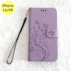 iPhoneケース 蝶 手帳型 iPhone 11 XR パープル スマホ アイフォン ケース