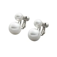 【シルバー × イヤリング】[Cream dot. クリームドット公式] イヤリング レディース 金属アレルギー ニッケルフリー ネジ式 パール 艶 大きめ 2粒 オケージョン お呼ばれ 大人