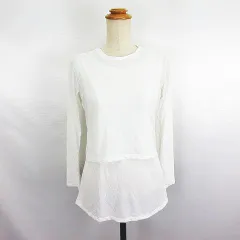 Just Relaxin×WORLD GROUP 赤ちゃん本舗 カットソー 長袖 丸首 授乳服 M アイボリー マタニティウェア ※EKM