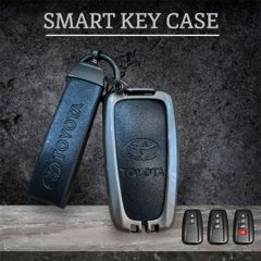 スマートキーケース キーカバー キーケース 専用設計 新型トヨタ 合皮 プリウス 86 C-HR RAV4 カムリ クラウン ランクル プラド 黒色