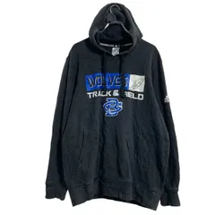 adidas プリントスウェット パーカー L ブラック アディダス スポーツ プルオーバー 裏起毛 古着卸 アメリカ仕入 a703-6143