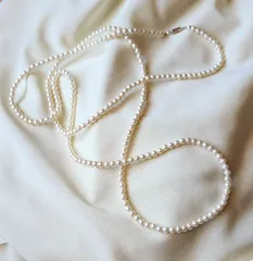 国産貝パール5ミリ玉ロングネックレス90センチマグネットクラスプ仕様