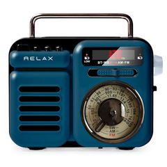 【新着商品】【リラックス】 RELAX マルチ レトロラジオ スピーカー 1台7役 TELEC認証取得済 ポータブルラジオ Bluetooth LEDライト 懐中電灯 モバイルバッテリー 多機能ラジオ 充電 手動発電機 FM/AM (クラシックブルー)