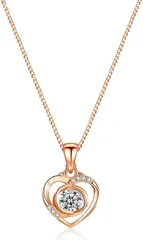 Laluna ネックレス レディース 925シルバー ハート型ペンダント 45cm ボックスチェーン( ホワイト)