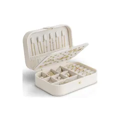 VLANDO ジュエリーボックス 持ち運び ピアスケース 携帯用 コンパクト アクセサリーケース 可愛い 旅行用 ジュエリーケース ミニ ピアス リング アクセサリー収納 (ベージュ)