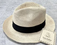 新品 Ecua-Andino 中折れ ハット ハンドメイド エクアアンディーノ　　帽子 パナマハット HAT 天然素材 ブラックリボン 玉9817 エクアドル製 男女兼用 ユニセックス