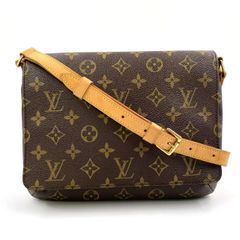 LOUIS VUITTON ミュゼットタンゴ ショートストラップ モノグラム モノグラム レザー×PVC ブラウン ショルダーバッグ ゴールド M51257