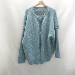 ■ ⊇ W.W.G フリンジ加工 長袖 ニットカーディガン サイズF ライトブルー レディース E  【1408220050154】