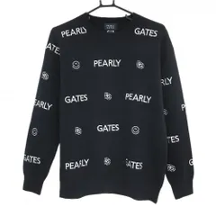 【新品】パーリーゲイツ セーター ダークネイビー×白 刺しゅう総柄 ニコちゃん スマイル ニット メンズ 4(M) ゴルフウェア PEARLY GATES