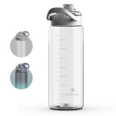 SANTECO 水筒 1000ML ボトル 1リットル BPAフリー 超軽量 携帯便利 おしゃれ 洗いやすい キャリーハンドル付き おしゃれ スポーツ ホワイト 0