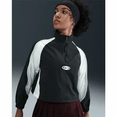 ナイキ キッズ ウィンドブレーカー ショート丈 ジャケット 長袖 140-160cm 子供服 NIKE YTH 1/4ジップ トラックジャケット はっ水 軽量 ハーフジップ 子ども アウター スポーツウェア/HQ9403-010