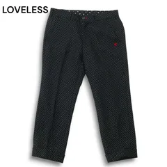 LOVELESS ラブレス 秋冬 ウール★ ロゴ刺繍 ドット柄 ストレート アンクル スラックス パンツ Sz.73 メンズ 黒のサムネイル