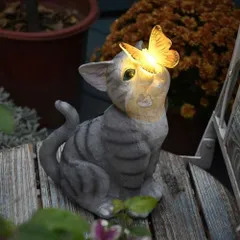 猫の形ソーラーライト イルミネーション 屋外用 屋外 明るいおしゃれ 省エネ 装飾 庭 芝生 玄関先 夜間自動点灯 消灯いい雰囲気出す 防水太陽光発電 LEDガーデンライト 車道/玄関/階段/歩道/庭/芝生 園芸 彼女 バレンタインデー 恋愛運 ギフト