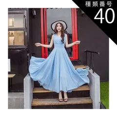 種類40：レッド/2XL シフォンワンピース シフォンドレス ドレスワンピース ワンピース ドレス フレアワンピース シフォンワンピース ロング ロング丈 マキシ マキシ丈 9分丈 袖なし ノースリーブ Vネック カシュクール フレア セミフレア Aライン シ