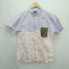 ◇ ⊂ HBNS　ハバノス 半袖 ツートンカラーシャツ サイズXL パープル系 メンズ E  【1506300022104】のサムネイル
