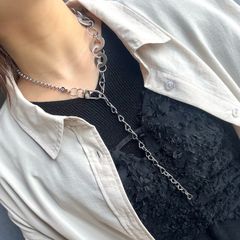【錆びないコーティング】ジェンダーレス　4way Y字　ロングチェーンネックレス　(ブレスレット　メンズ)