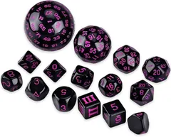 ENN LLC サイコロセット 多面体ダイス 15個入り 100面 3-60面(紫数字)
