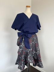 着物リメイク　ワンピース　深縹コキハナダ　17