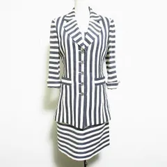 #snc ミスアシダ missashida ワンピーススーツ ツーピース セットアップ 7 紺系 七分袖 麻混 ストライプ レディース [709036]