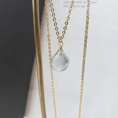 フローライト ドロップ 雫 天然石 ネックレス 38cm アジャスター付き