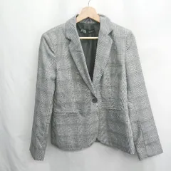 ◇ ⊇ ZARA ザラ チェック柄 長袖 ジャケット サイズ EUR40 グレー レディース E  【1412090059506】