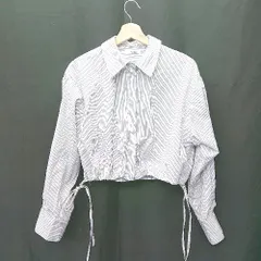 ◇ NICE CLAUP ボーダー柄 長袖 シャツ サイズF ブルー ホワイト レディース E  【1406050079949】