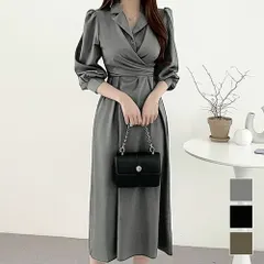 ウエストクロスワンピース レディース 10代 20代 30代 韓国ファッション カジュアル 夏 シンプル 可愛い ロング丈 大人っぽい 無地 黒