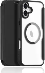 ★GANGXUN iPhone16ケース - 手帳型 ワイヤレス充電対応 超薄型 軽量 高級PUレザー 背面クリア カード 入れ2枚 アイフォン16ケース 耐衝撃 レンズ保護 カバー