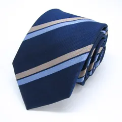 スーツセレクト ブランド ネクタイ ストライプ柄 シルク PO メンズ ネイビー SUIT SELECT 【中古】