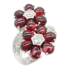 ジュエリー JEWELRY リング・指輪 ガーネット ダイヤモンド リング ｶﾞｰﾈｯﾄ 12.3g #14 K18WG（ホワイトゴールド） ダイヤモンド リング レディース Used A