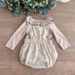 花柄　ベビーサロペット　コーデュロイ生地