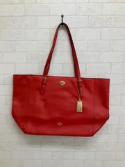 コーチ トートバッグ ターンロック クロスグレイン 肩掛け　レッド　オレンジ