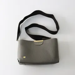 極美品 A.D.M.J エーディーエムジェイ 牛革 ボトムアクセント 斜め掛けショルダーバッグ/グレー レザー ポシェット【2400014553628】のサムネイル