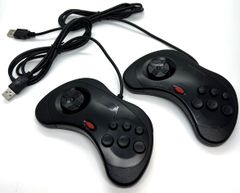PC サターン6ボタン型USBコントローラー(ブラック) (２個セット)