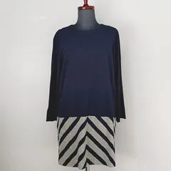 Leilian　11号　ワンピース　ネイビー　切り替え　日本製　レリアン