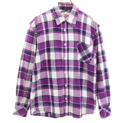 BEAMS ビームス チェック柄 長袖 ネルシャツ L パープル メンズ 古着