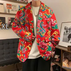 [XL]秋冬 コーデ メンズ  服 シンプル ファッション オシャレ 大人 かっこいい 大きいサイズ ストリート 紳士服  花柄 プリント スーツ トップス ジャケット アウター 
