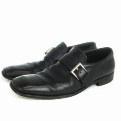 プラダ PRADA モンクストラップシューズ ビジネス ローファー ベルト レザー 黒 ブラック 9 27㎝位のサムネイル