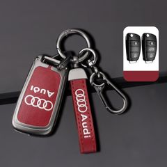 ◆アウディ AUDI◆D番◆深錆色/レッド◆キーケース おしゃれ 高品質スマートキーカバ 傷防止 TPU キーホルダー車 鍵 保護 収納ケース