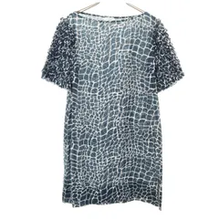 KAREN WALKER RUNAWAY カレン ウォーカー ラナウェイ シルクブレンド ニュージーランド製 総柄 5分袖 ワンピース 4 ネイビー系 レディース 古着