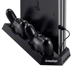 【即日発送】コントローラー充電可能USBポート 3つ付き 放熱ファン付きスタンド PS4用 プレイステーション4全シリーズ対応可能 KINGTOP