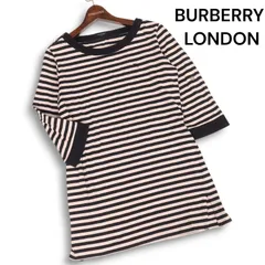 BURBERRY LONDON バーバリー ロンドン ホース刺繍★ 7分袖 ボーダー チュニック カットソー Sz.2 レディース 日本製