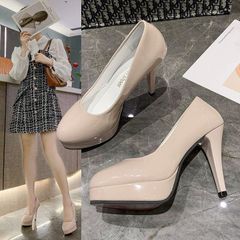 High heels, leg-lengthening pumps, spring, summer, autumn, women's pumps, pain-free, office sandals, comfortable, 10cm heel, suitable for weddings, commuting, job hunting, formal occasions, after-parties, etc., simple, plain, easy to walk in, women's shoes, shoes you can even run in (wangjun02)