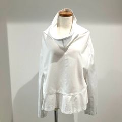 RK-B007 コムデギャルソン コムデギャルソン COMME des GARCONS COMME des GARCONS 綿ブロード 裾フリル長袖ブラウス 白 Sサイズ 2023年S/S