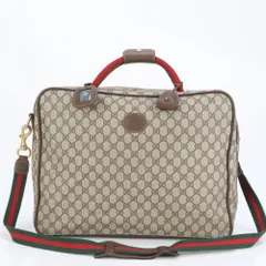 美品 オールド グッチ GG スプリーム シェリー ライン レザー 2WAY ボストン バッグ 斜め掛け ショルダー 出張 A4 メンズ EUE CL6-3【中古】